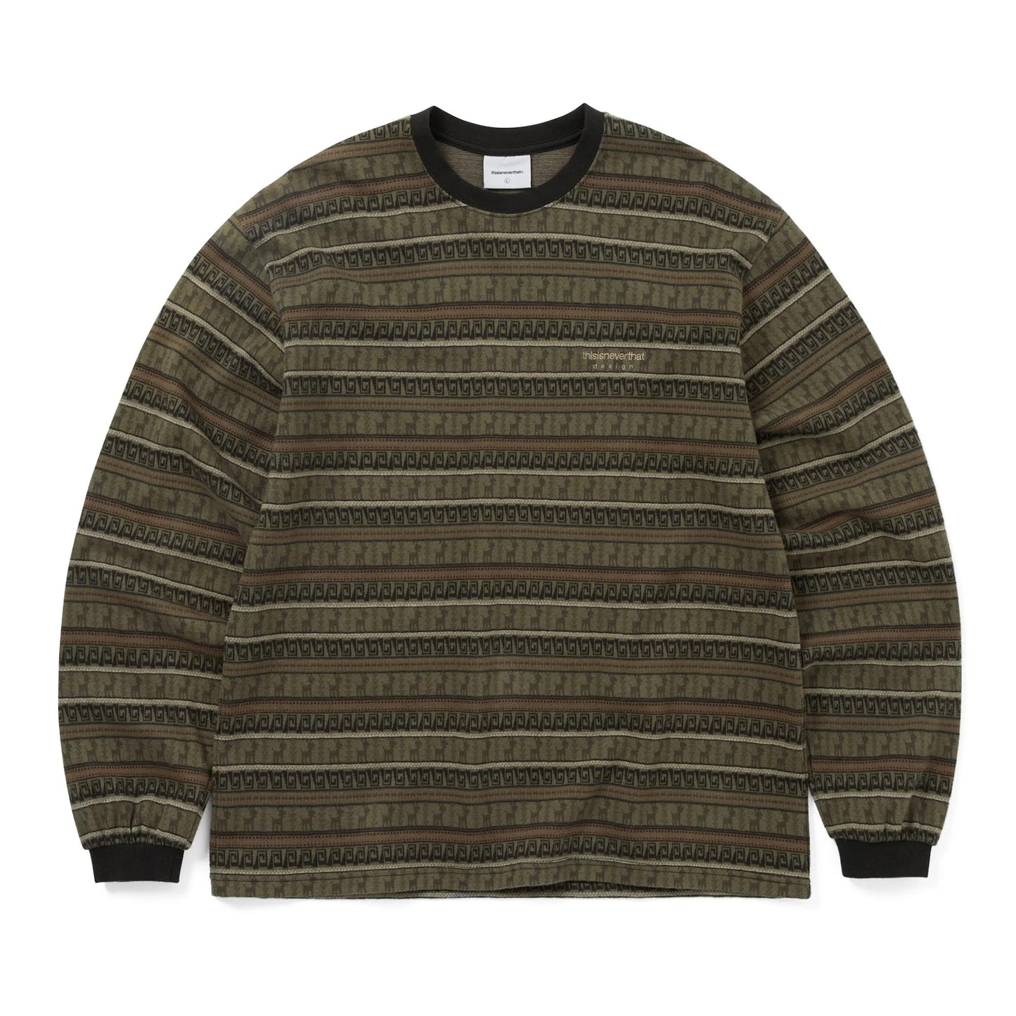 Pattern Striped L/S Tee - Khaki