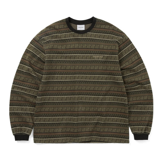 Pattern Striped L/S Tee - Khaki