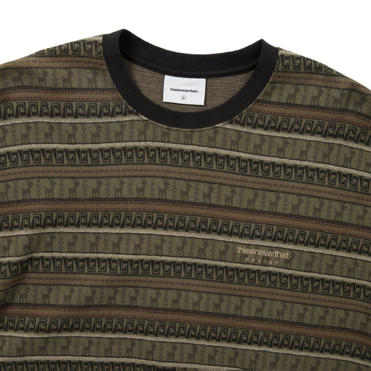 Pattern Striped L/S Tee - Khaki