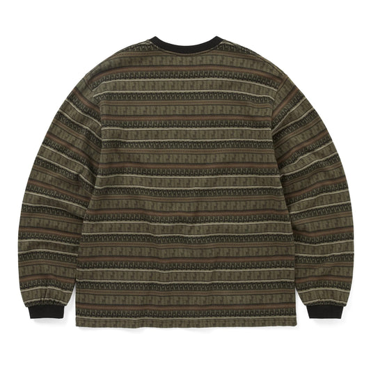 Pattern Striped L/S Tee - Khaki