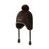 Pom Earflap Beanie - Brown