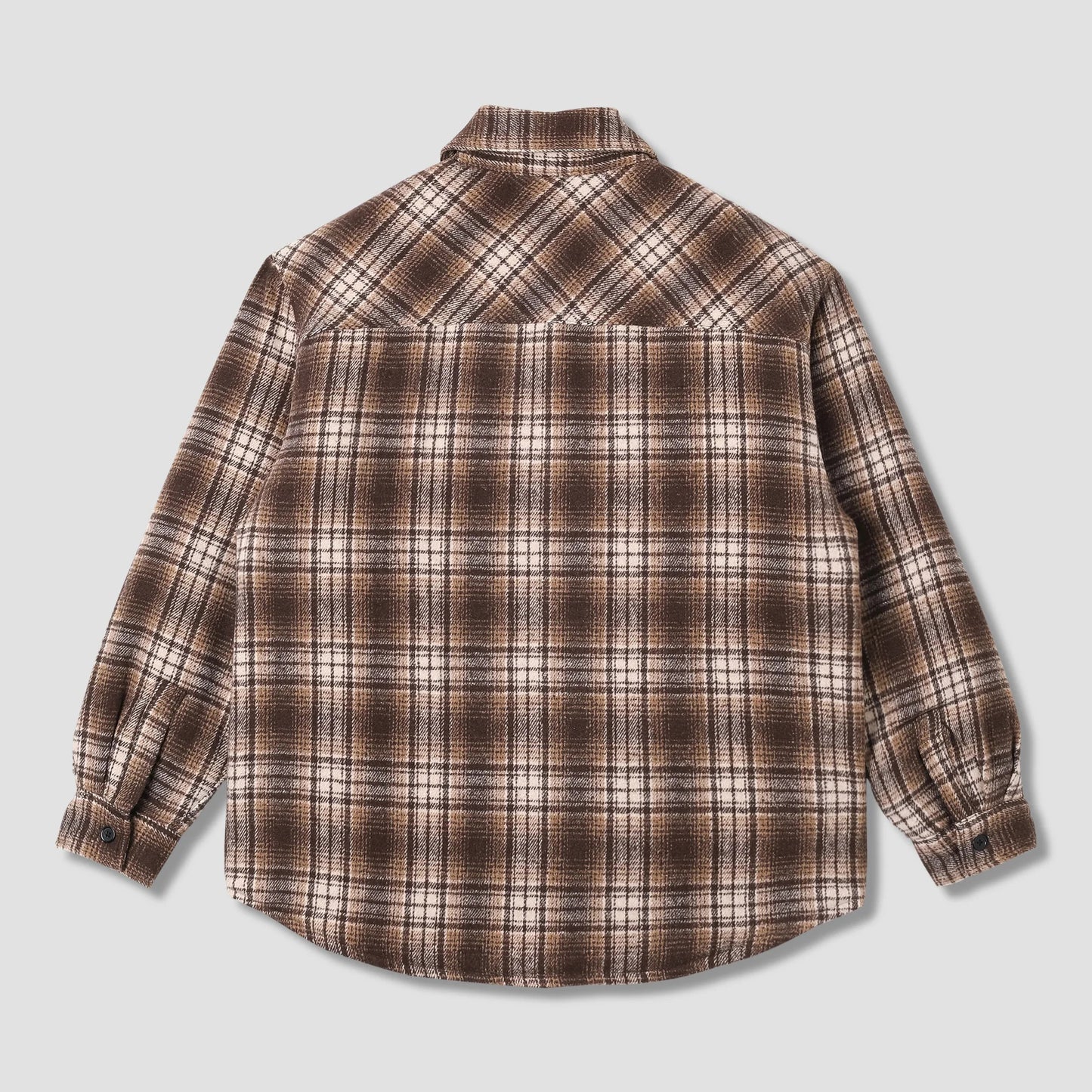 Quilted Plaid Overshirt - Brown
