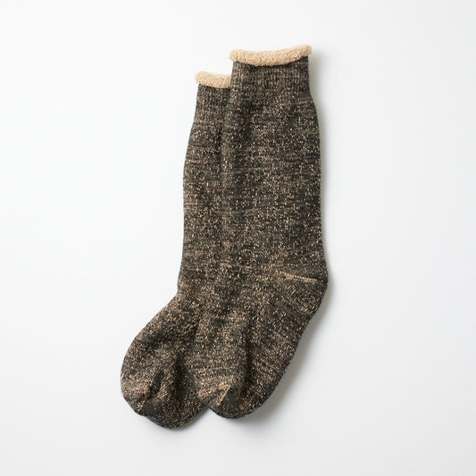 Double Face Crew Socks - Black / Brown