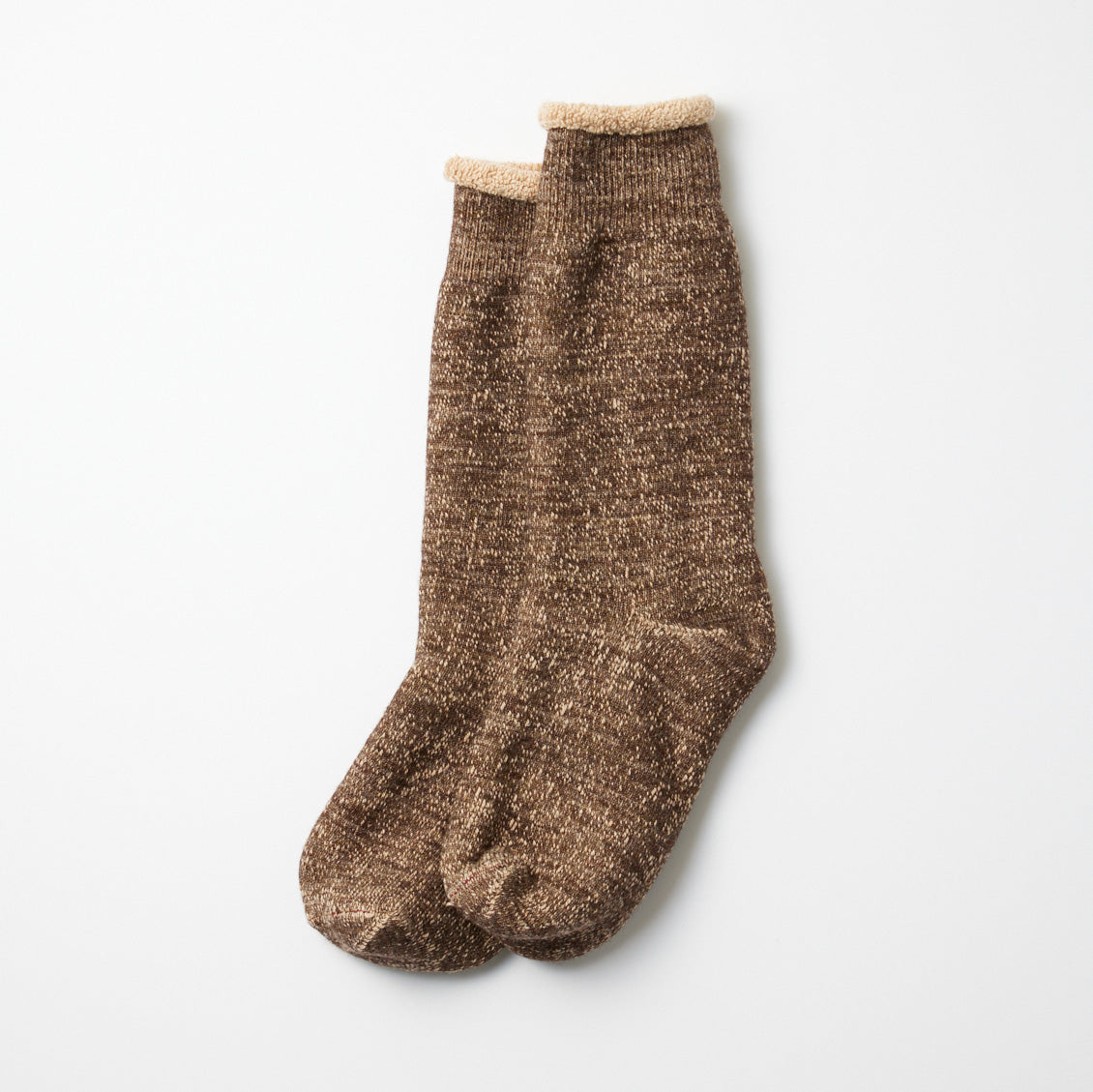 Double Face Crew Socks - Dark Brown / Brown