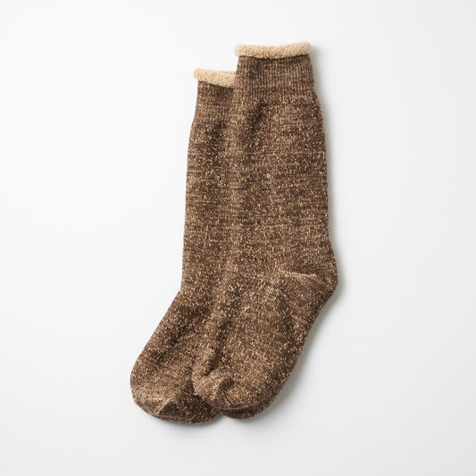 Double Face Crew Socks - Dark Brown / Brown