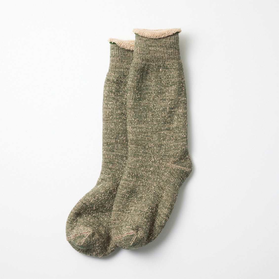 Double Face Crew Socks - Green / Brown