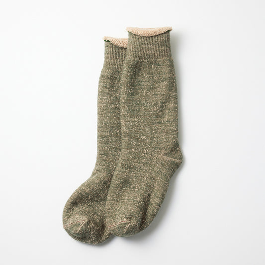 Double Face Crew Socks - Green / Brown
