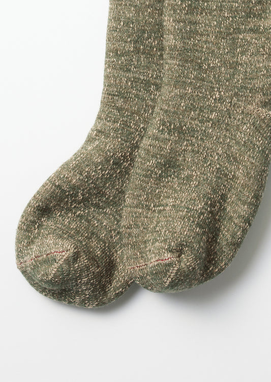 Double Face Crew Socks - Green / Brown