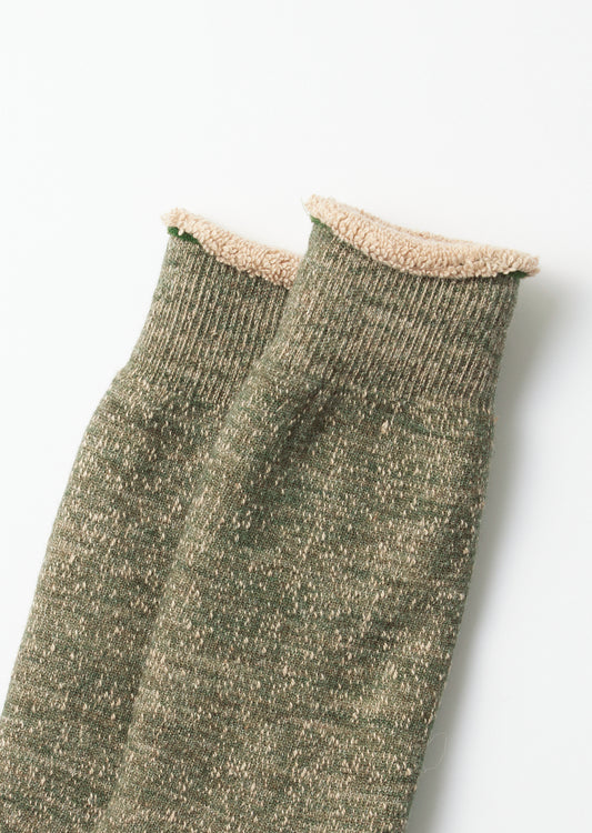 Double Face Crew Socks - Green / Brown