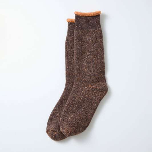 Reversible Pile Socks - Faded Black / Light Orange