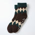 Comfy Room Socks, Diamond - Dark Green / Brown
