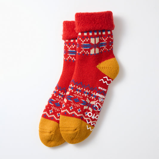 Comfy Room Socks, Snow Flake - Red
