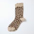 Leopard Pattern Merino Socks - Light Beige / Brown