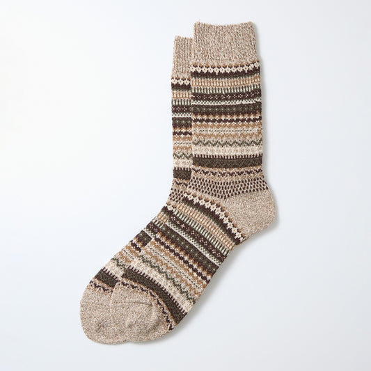 Nordic Pattern Socks - Brown
