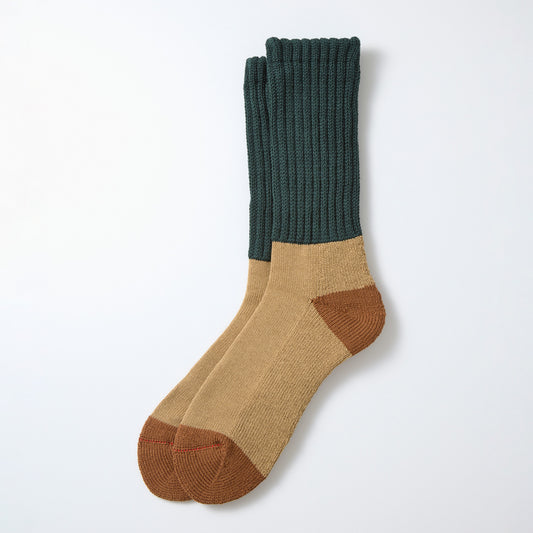 Multi Loose Pile Socks - Dark Green / Khaki