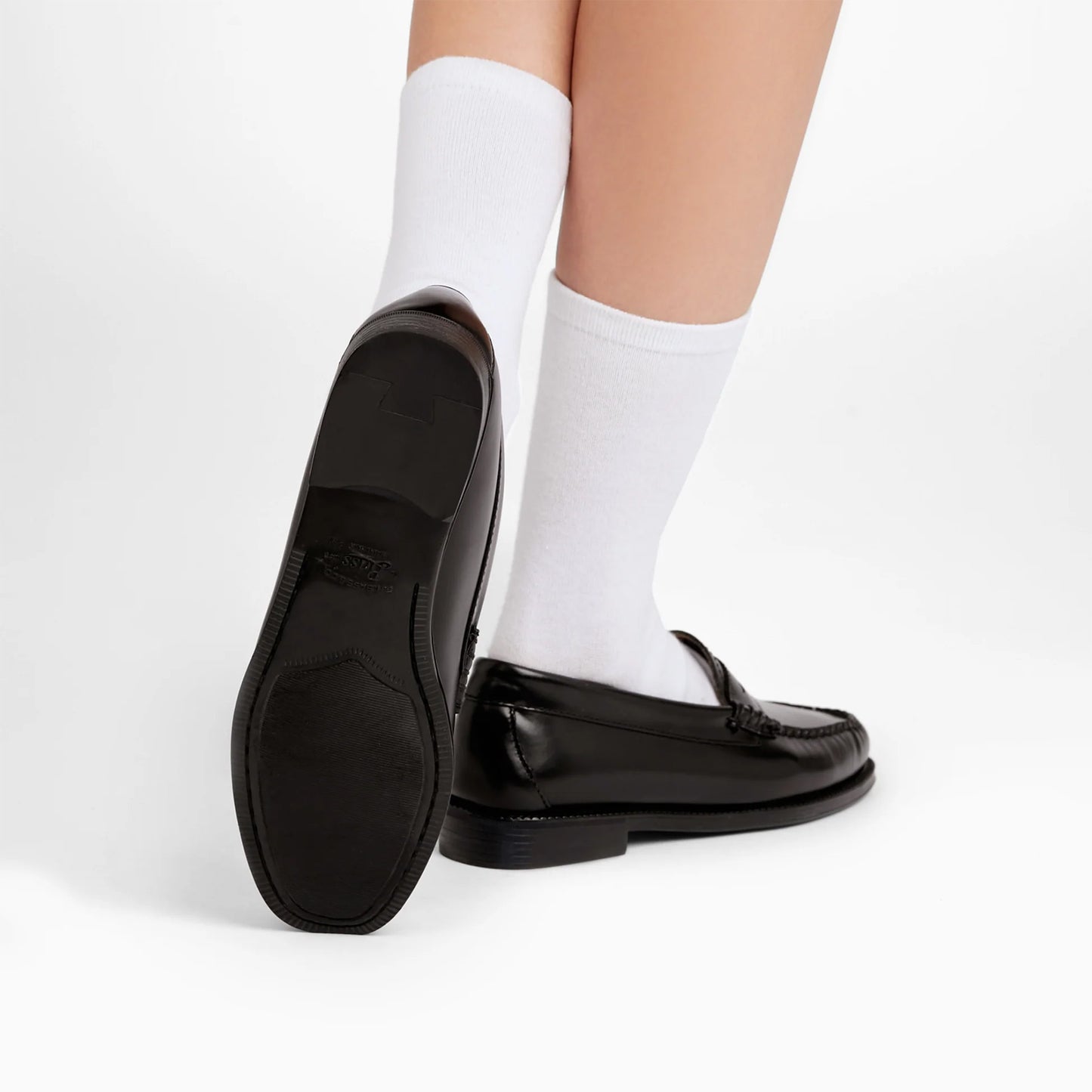 Womens Easy Weejuns Penny Loafers - Black Leather