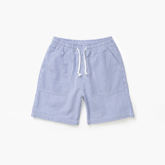 Seersucker Chef Shorts - Navy Stripe