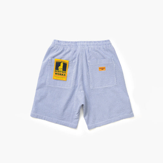 Seersucker Chef Shorts - Navy Stripe