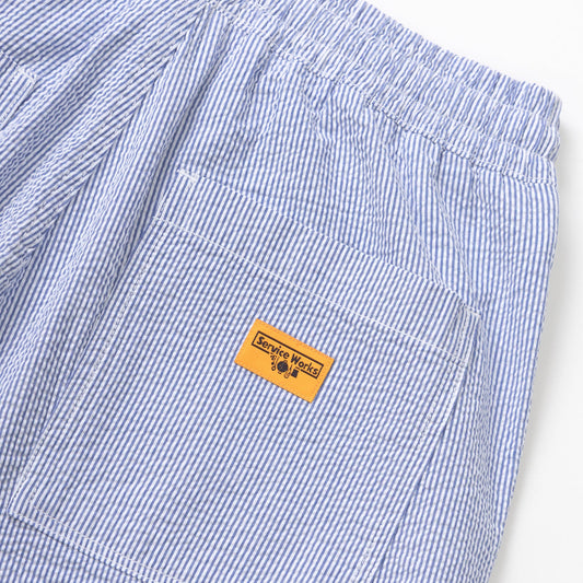 Seersucker Chef Shorts - Navy Stripe