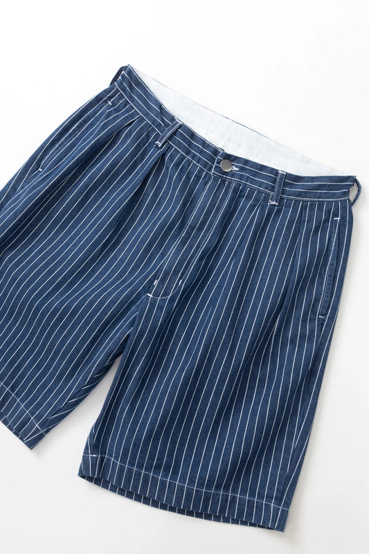 Pinstripe Denim Part Timer Shorts - Indigo