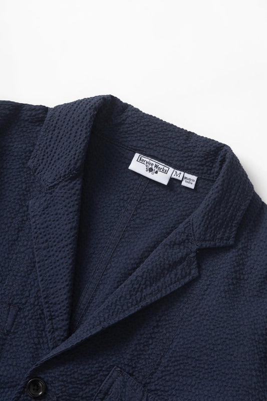 Seersucker Server Suit Jacket - Dark Navy