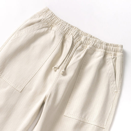 Pigment Herringbone Chef Pants - Bone