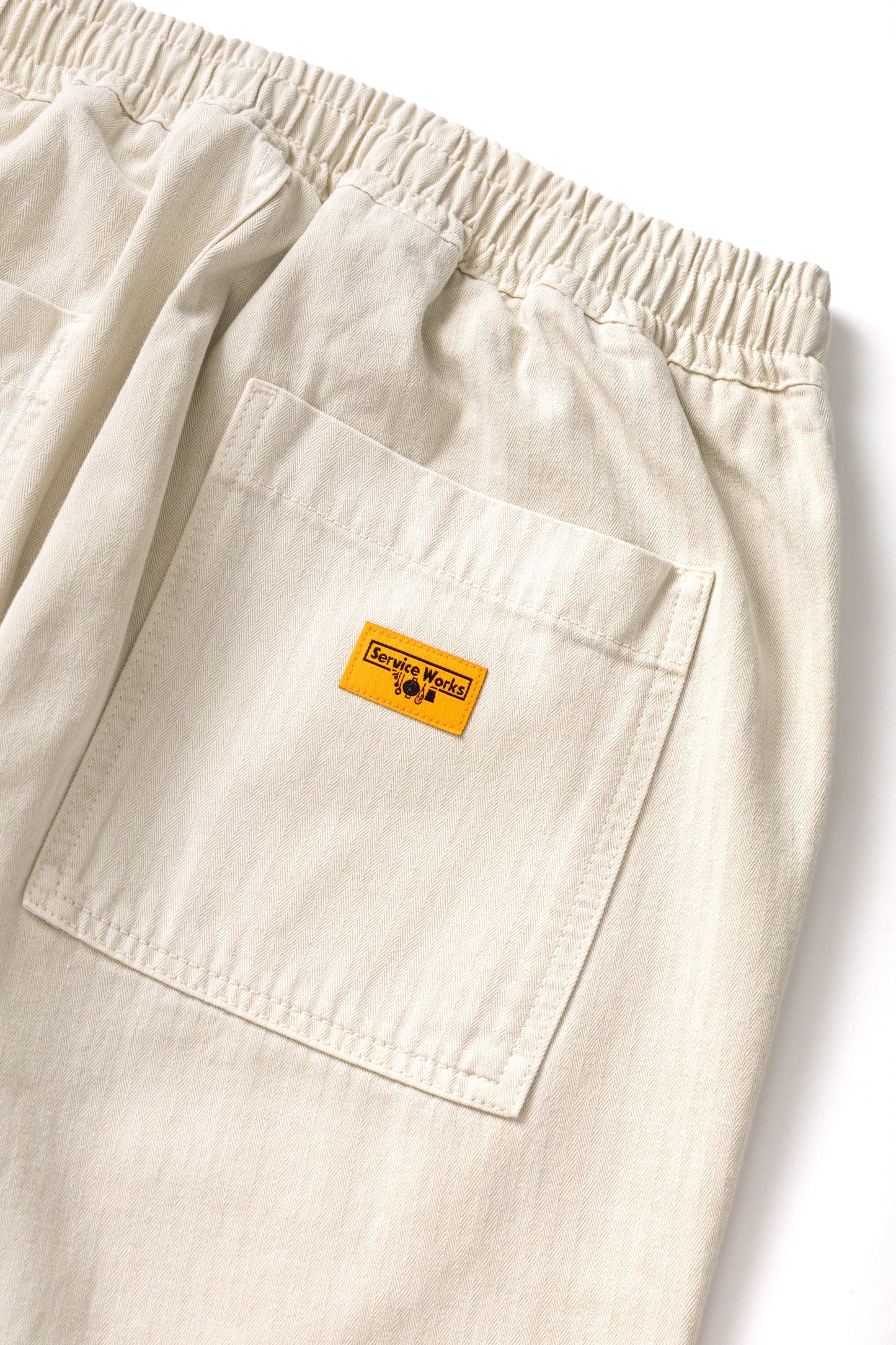 Pigment Herringbone Chef Pants - Bone