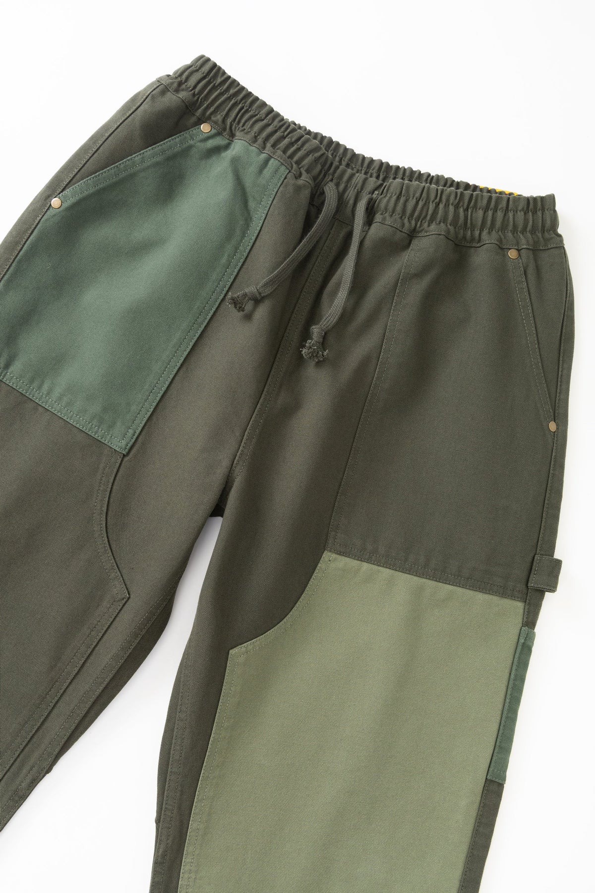 Patchwork Utility Chef Pants - Green