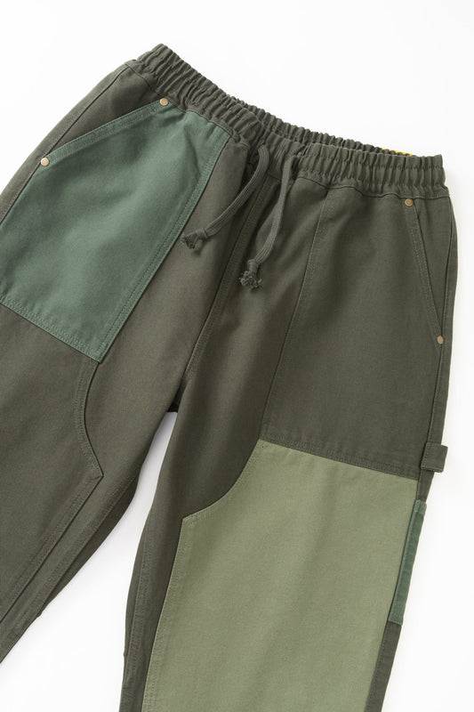 Patchwork Utility Chef Pants - Green