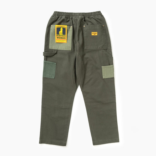 Patchwork Utility Chef Pants - Green