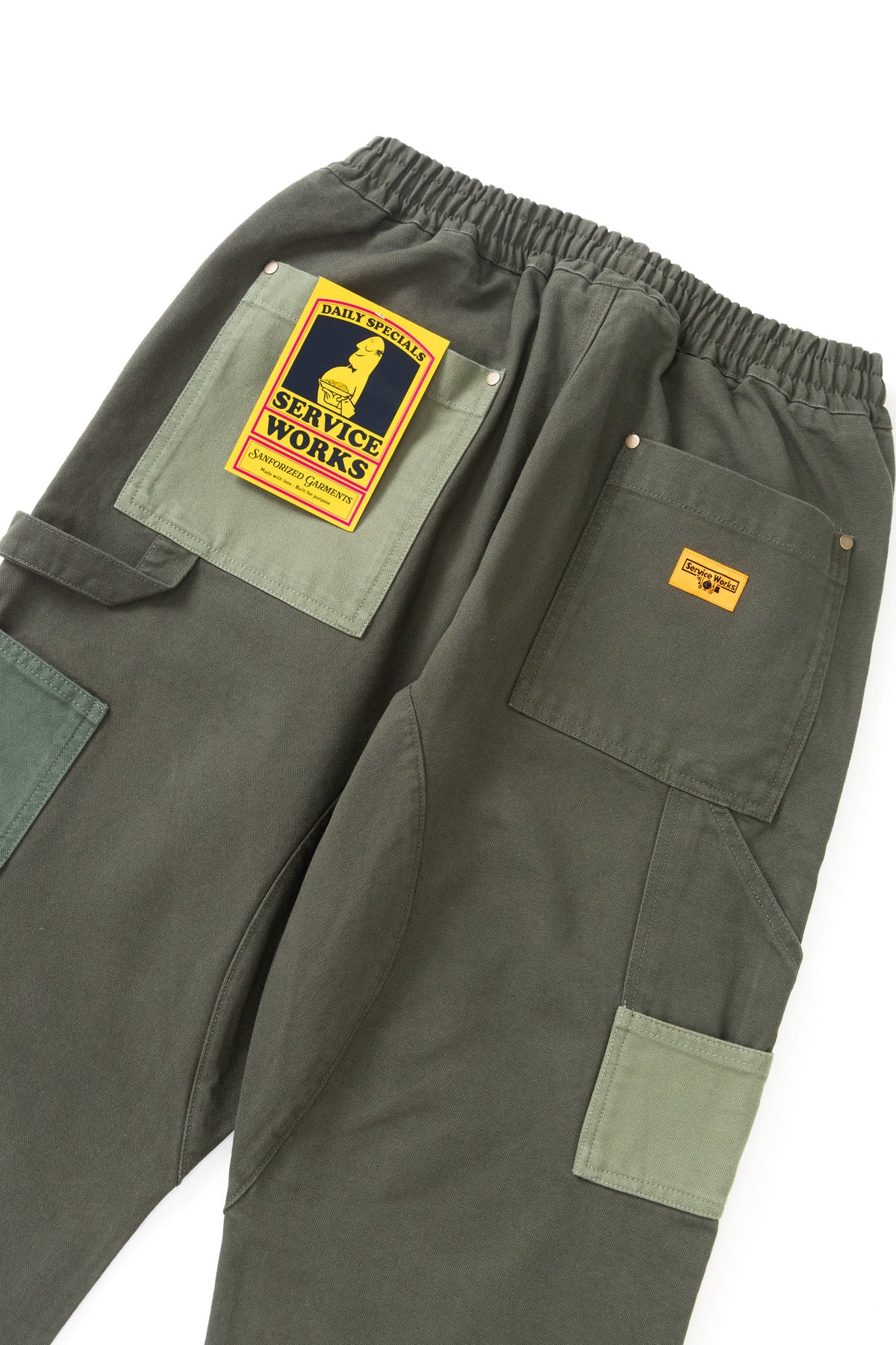 Patchwork Utility Chef Pants - Green