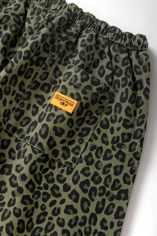 Patterned Easy Chef Pants - Green Leopard