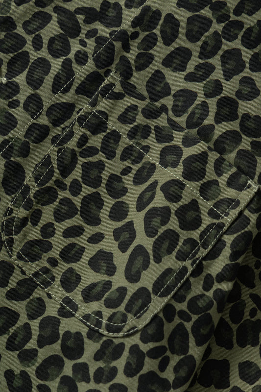 Patterned Easy Chef Shirt - Green Leopard