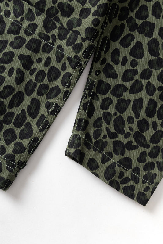 Patterned Easy Chef Shirt - Green Leopard