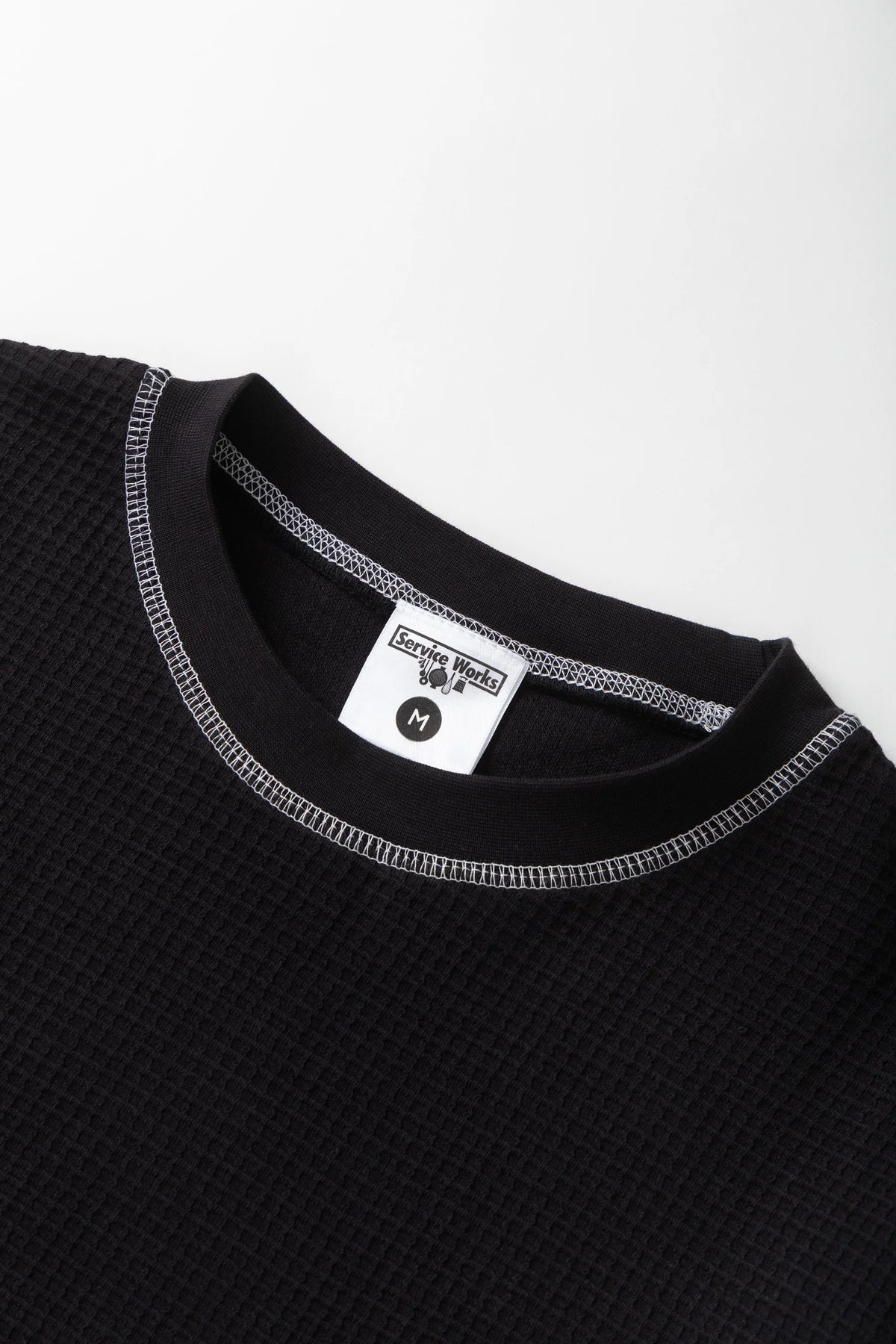 Waffle Contrast Thermal LS Tee - Black / White