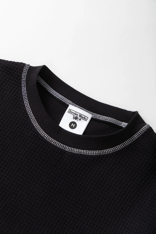 Waffle Contrast Thermal LS Tee - Black / White