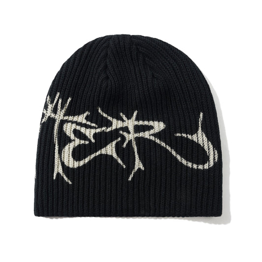 Scrawling Skully Beanie - Black
