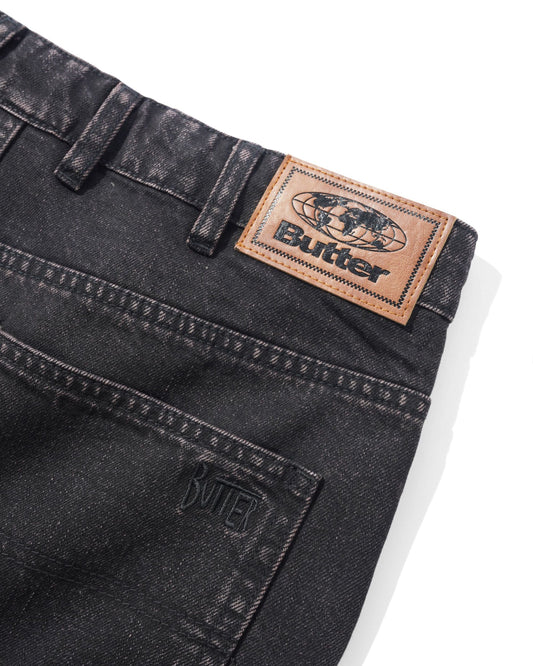 Straight Leg Denim Jeans - Tinted Black