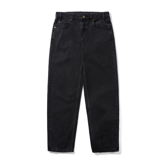 Straight Leg Denim Jeans - Washed Black