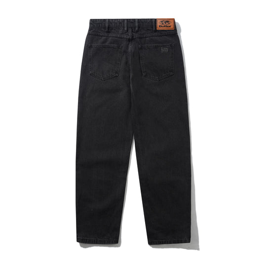 Straight Leg Denim Jeans - Washed Black