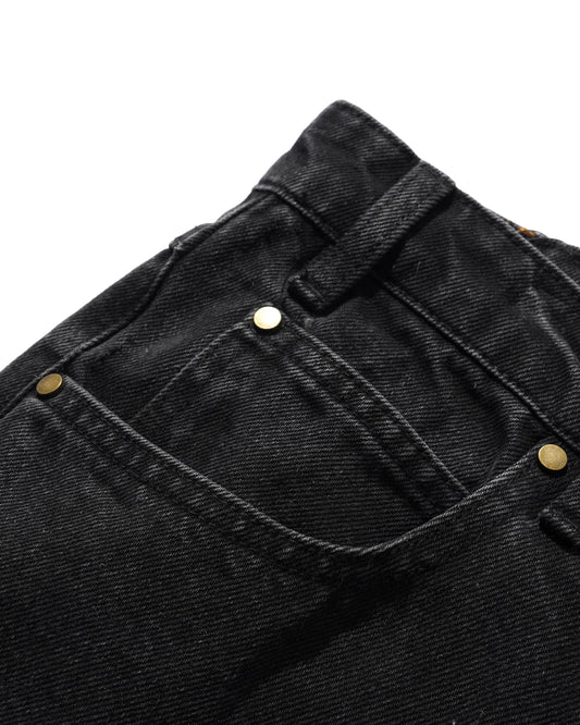 Straight Leg Denim Jeans - Washed Black