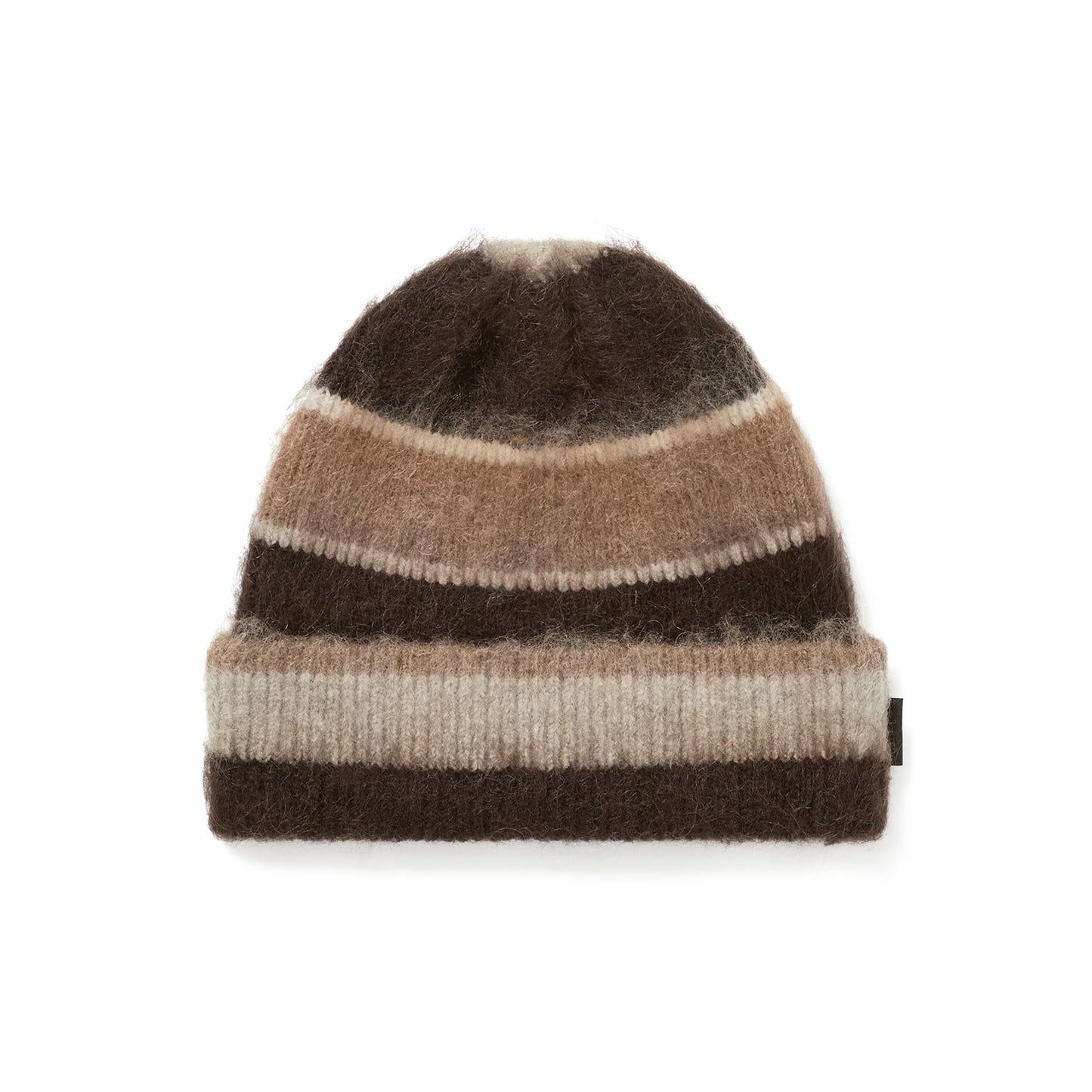 Striped Mohair Beanie - Brown