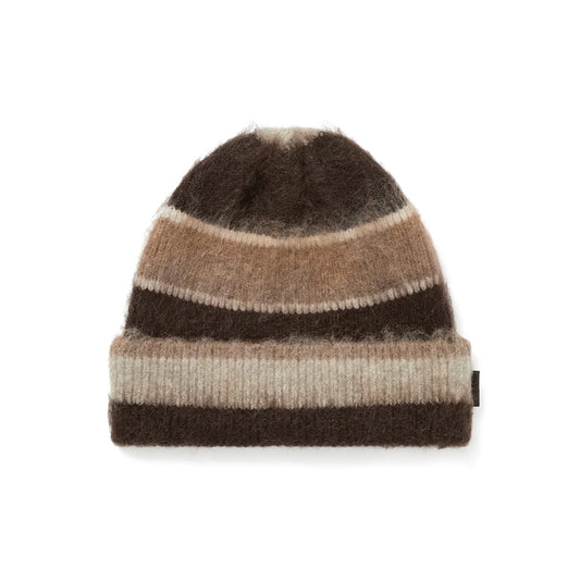 Striped Mohair Beanie - Brown
