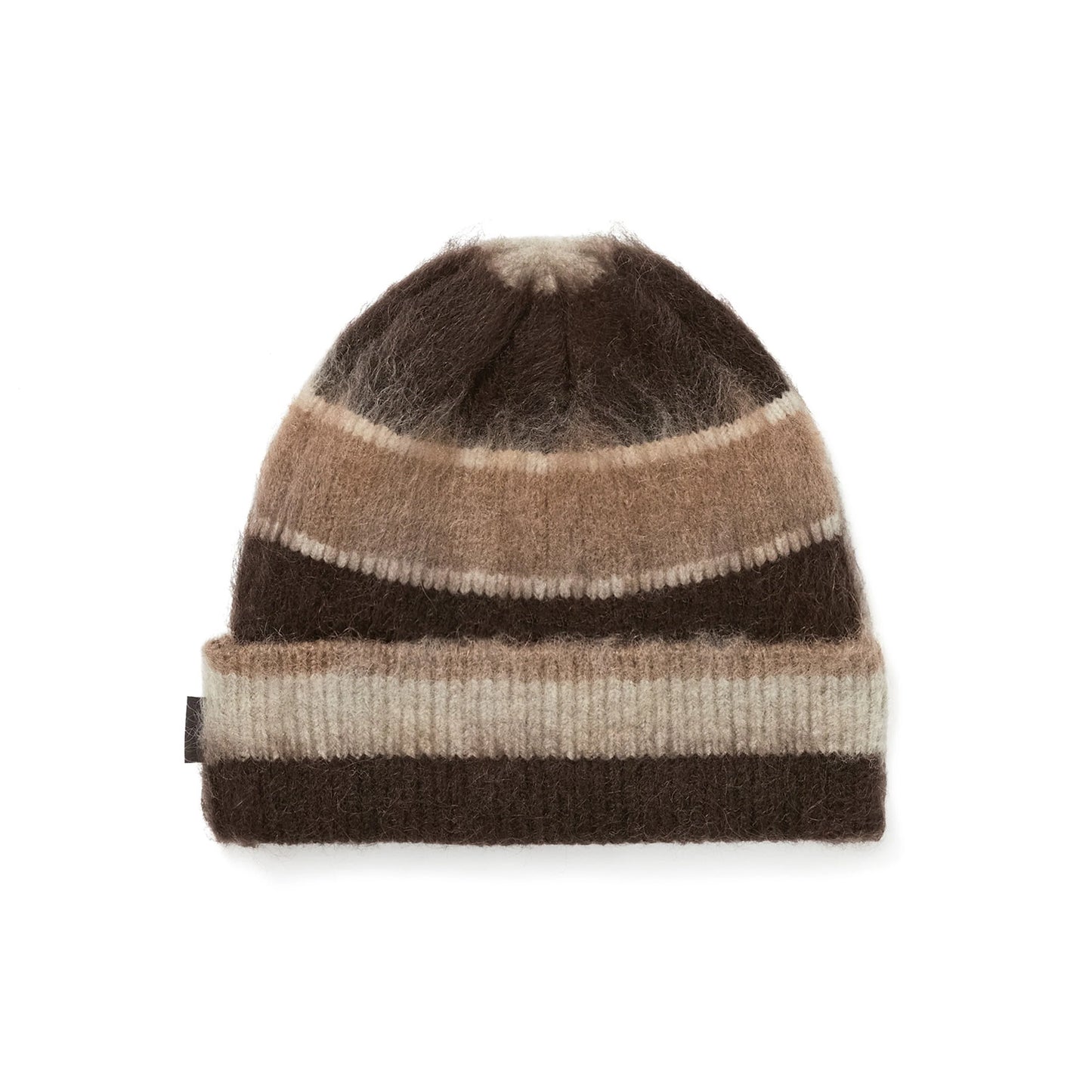 Striped Mohair Beanie - Brown