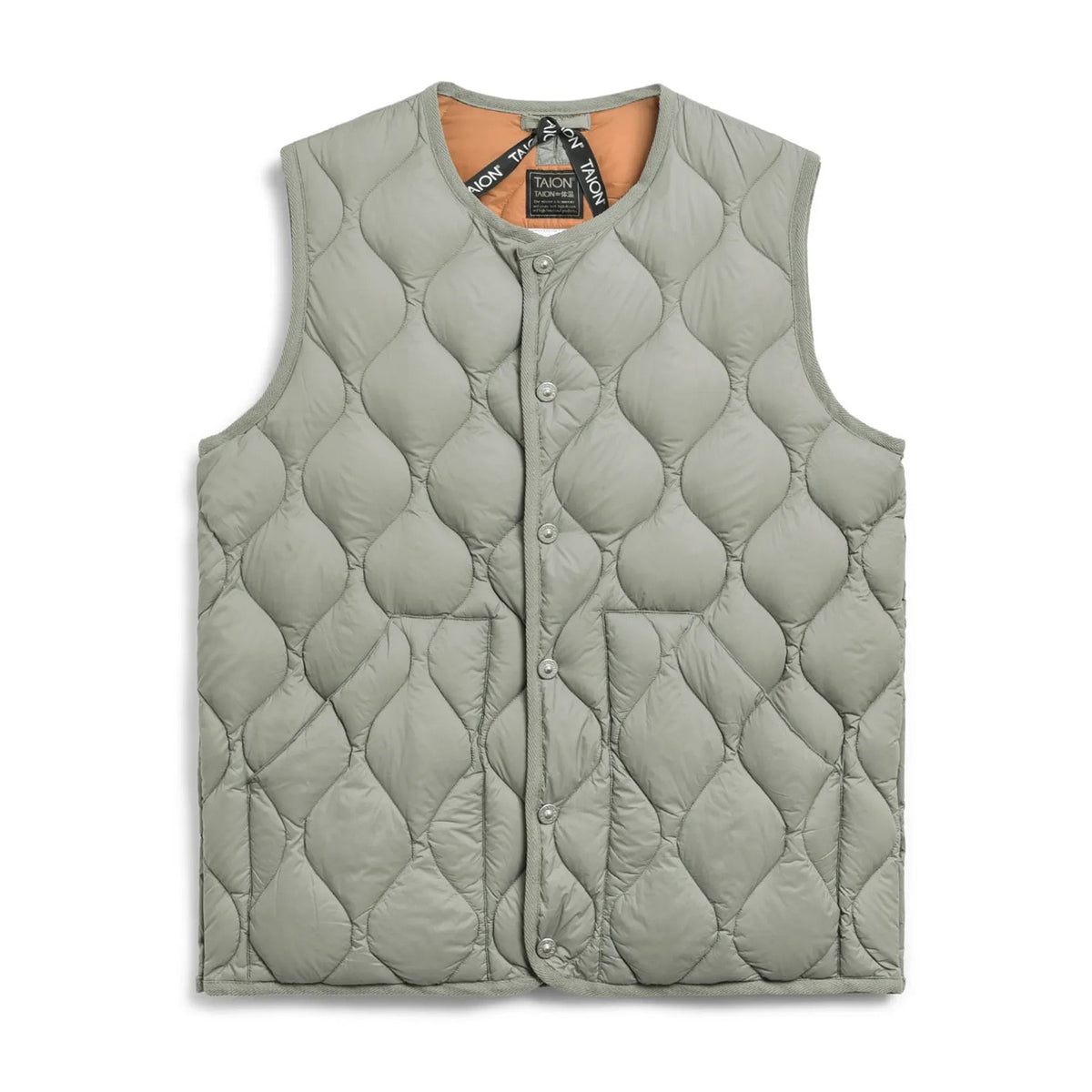 Military Crew Neck Down Vest (Soft Shell) - Dark Sage Green