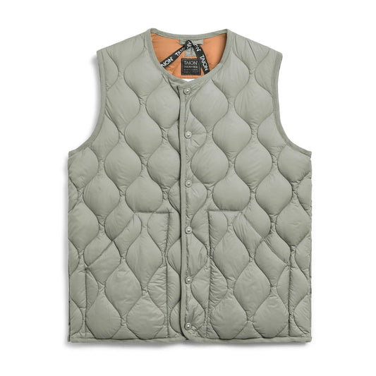 Military Crew Neck Down Vest (Soft Shell) - Dark Sage Green
