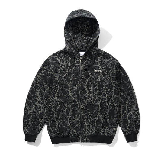 Thorn Camo Waffle Zip-Thru Hood - Black