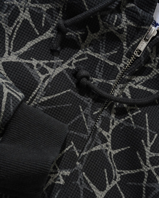 Thorn Camo Waffle Zip-Thru Hood - Black