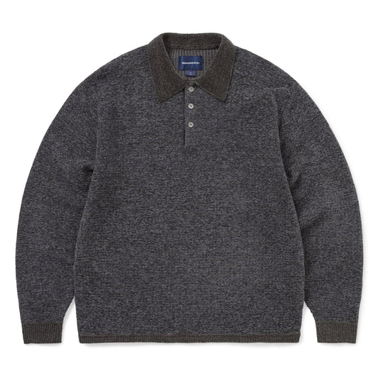 Velvet Knit Polo - Charcoal