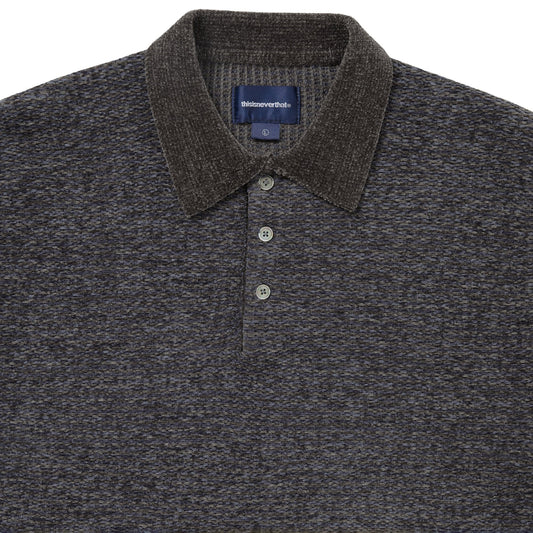 Velvet Knit Polo - Charcoal